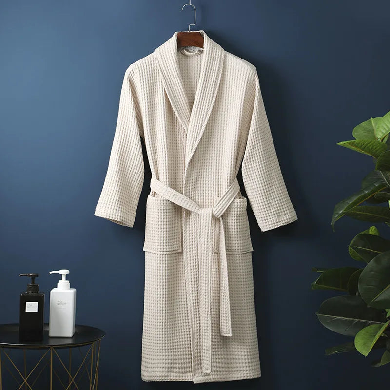VierraSol | Bata de baño Premium CozyCotton hecha de algodón | Suave y transpirable | Perfecta para hombres y mujeres | Con bolsillos