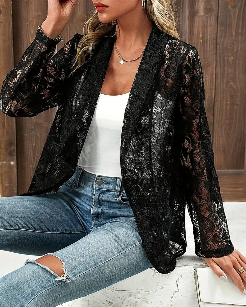 VierraSol | Blazer Abierto de Encaje para Mujeres