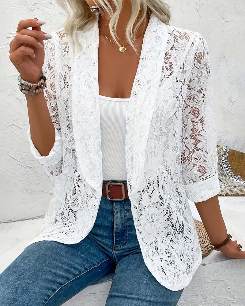 VierraSol | Blazer Abierto de Encaje para Mujeres