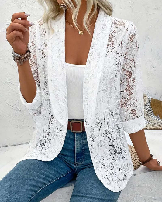 VierraSol | Blazer Abierto de Encaje para Mujeres