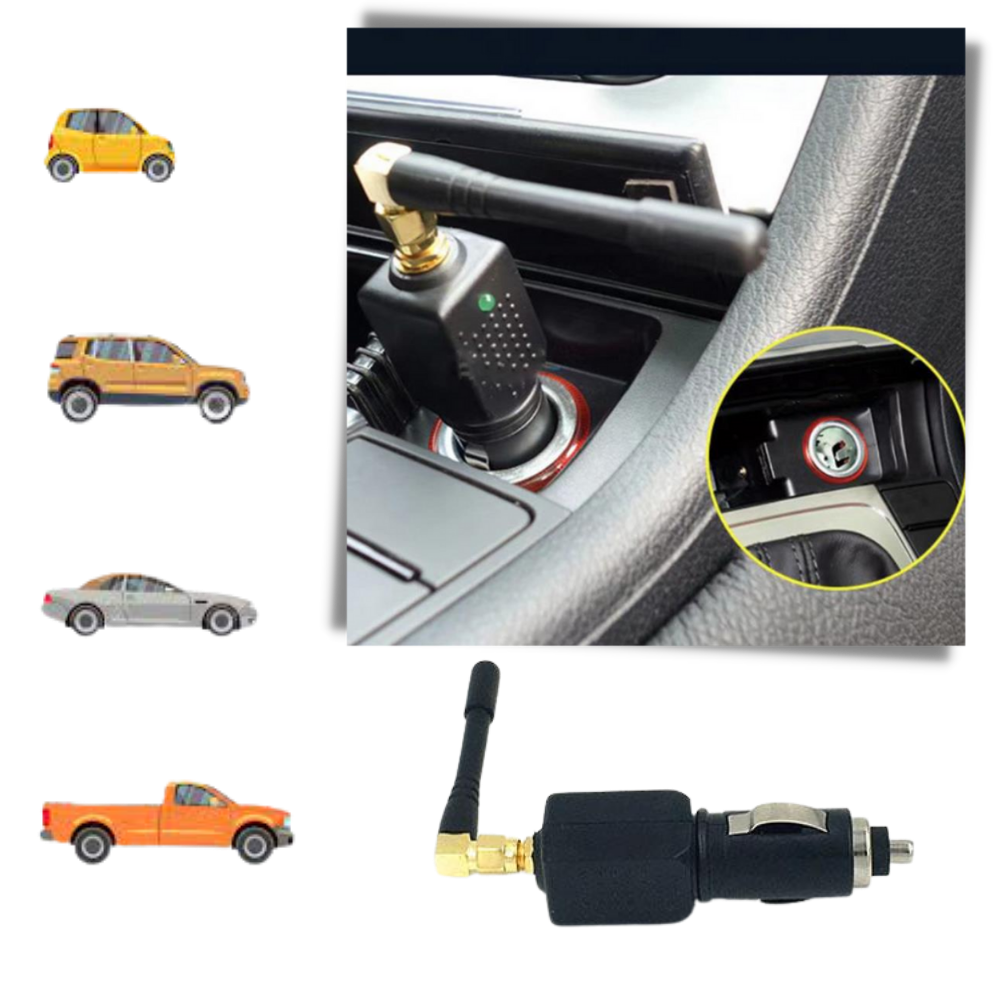 VierraSol | Bloqueador de Señal GPS Portátil para Coche | Dispositivo de Privacidad Alimentado por Encendedor de 12V