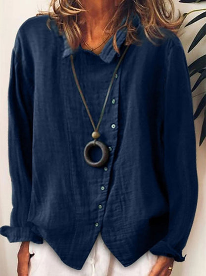 VierraSol | Blusa de Mujer con Botones y Cuello Caído