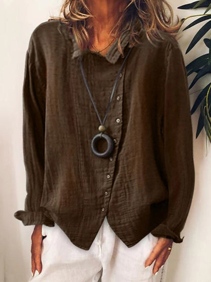 VierraSol | Blusa de Mujer con Botones y Cuello Caído