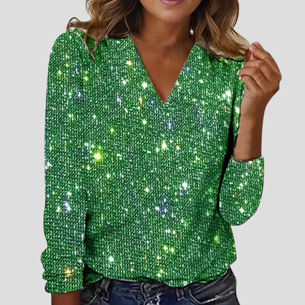 VierraSol | Blusa de V-Neck con Brillo para Mujeres