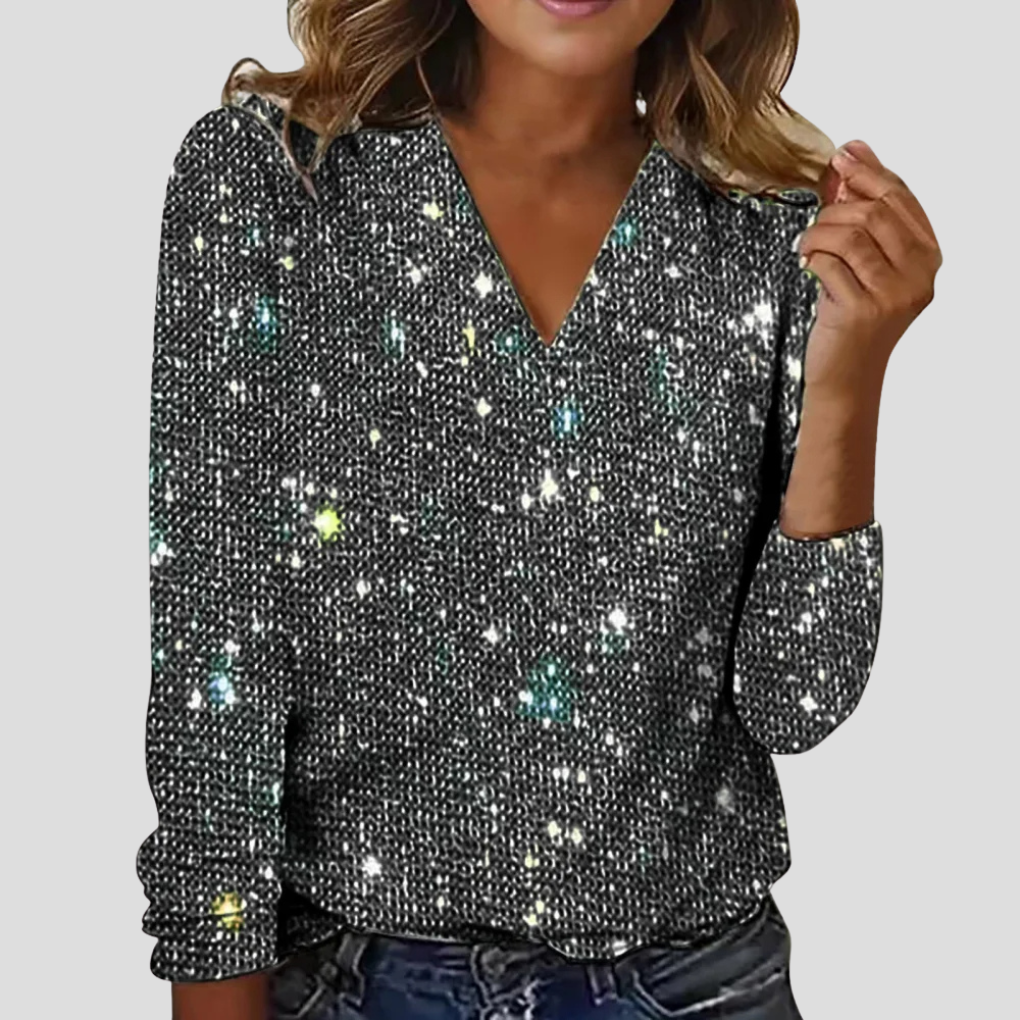 VierraSol | Blusa de V-Neck con Brillo para Mujeres