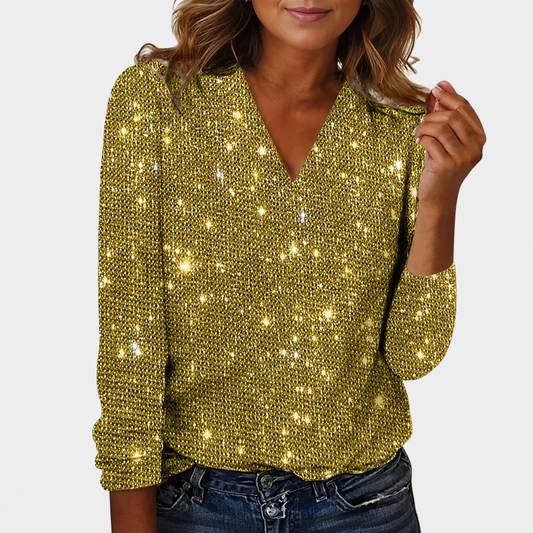 VierraSol | Blusa de V-Neck con Brillo para Mujeres - Image 1