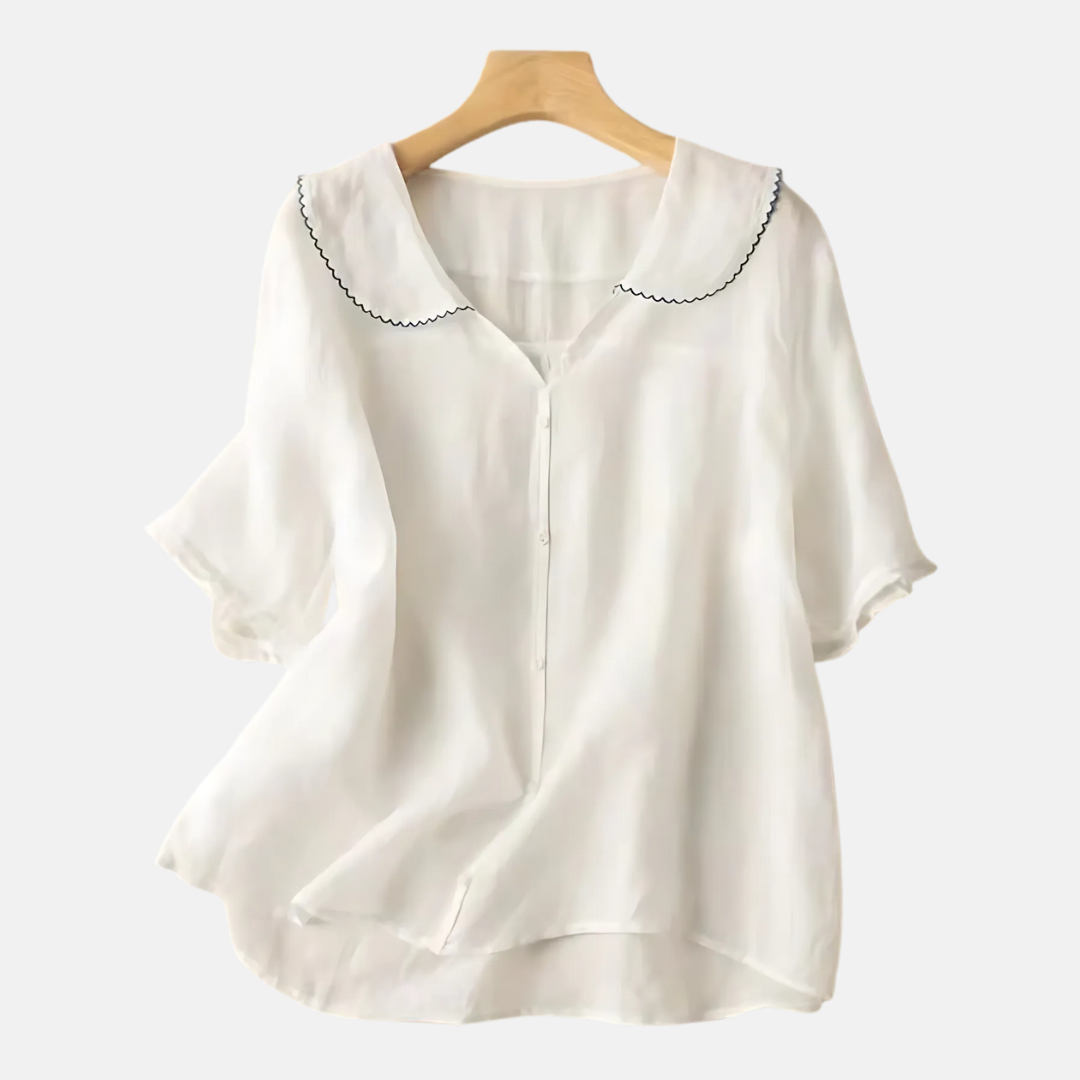 VierraSol | Blusa Retro con Cuello de Muñeca para Mujeres