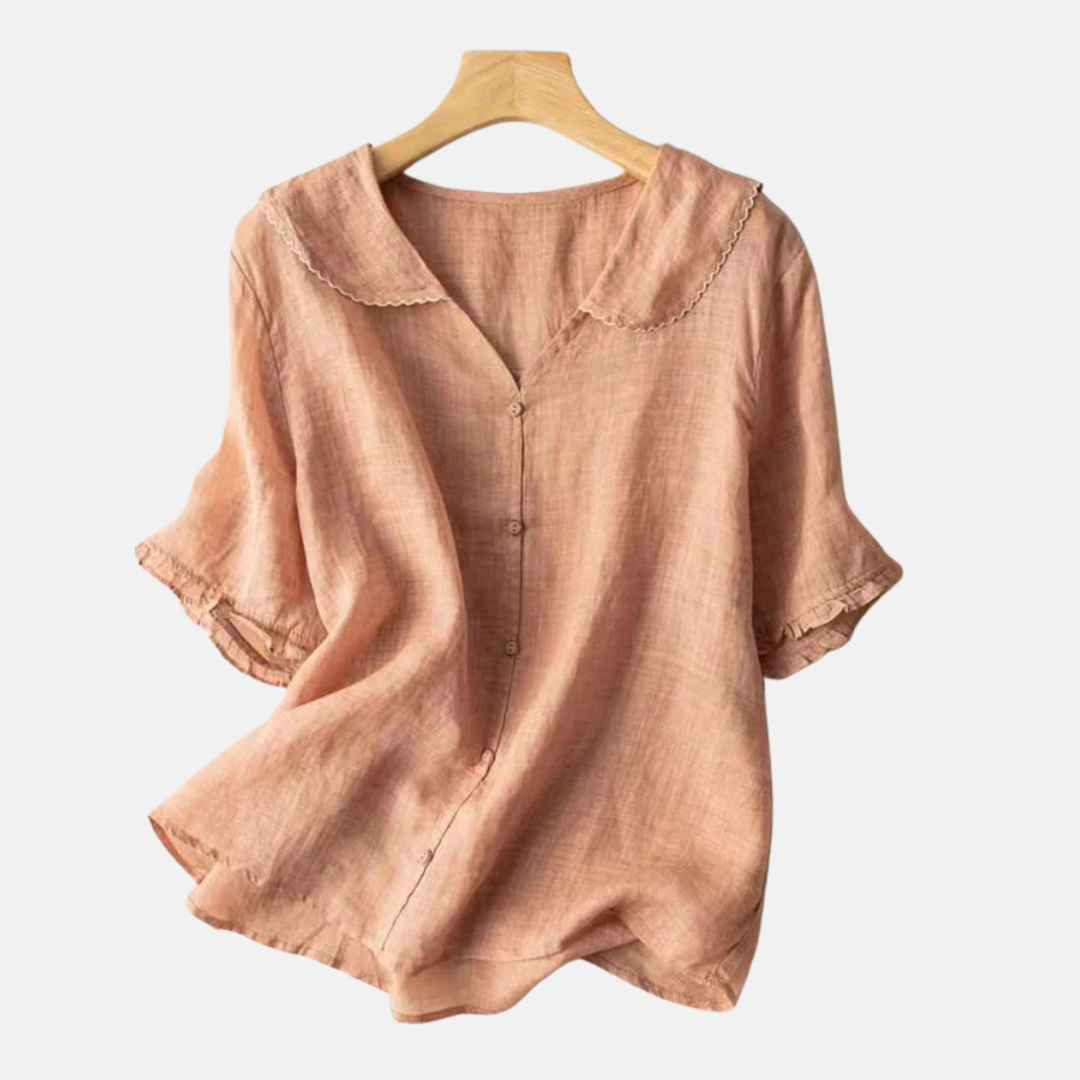 VierraSol | Blusa Retro con Cuello de Muñeca para Mujeres