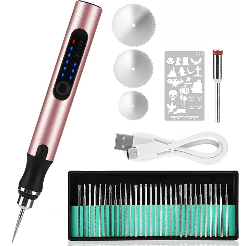 VierraSol | Bolígrafo de Grabado Recargable por USB | Preciso y Silencioso | Metal, Velocidad Ajustable