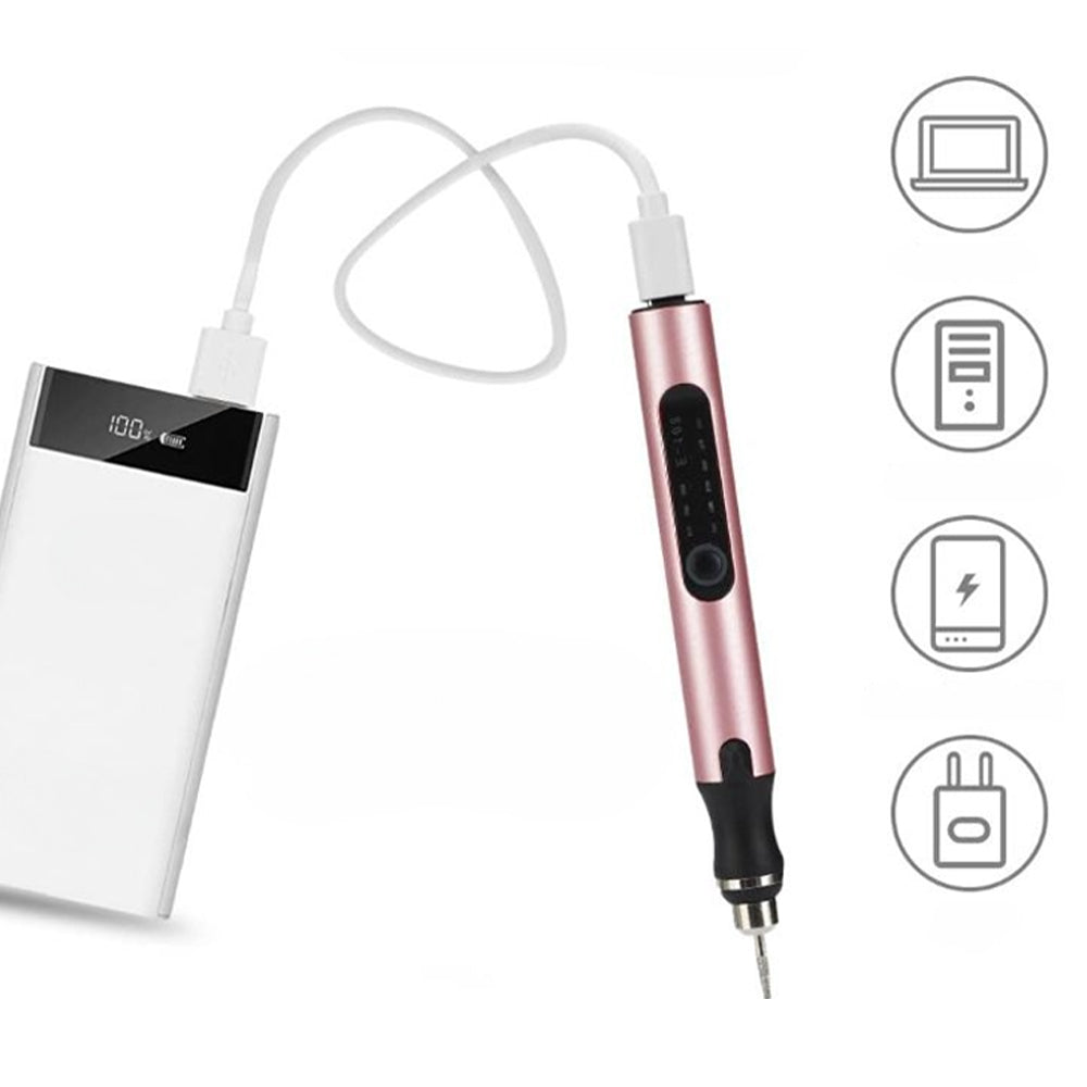 VierraSol | Bolígrafo de Grabado Recargable por USB | Preciso y Silencioso | Metal, Velocidad Ajustable