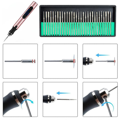 VierraSol | Bolígrafo de Grabado Recargable por USB | Preciso y Silencioso | Metal, Velocidad Ajustable