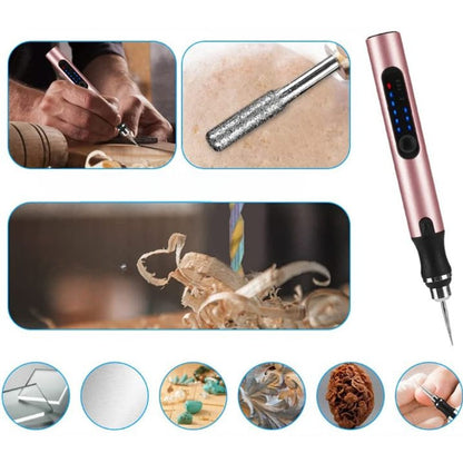 VierraSol | Bolígrafo de Grabado Recargable por USB | Preciso y Silencioso | Metal, Velocidad Ajustable