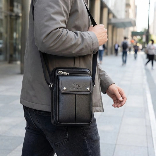 VierraSol | Bolsa Cruzada Vertical para Hombre con Bolsillo con Solapa