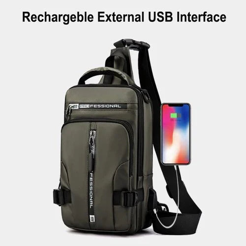 VierraSol | Bolsa de Mensajero para Hombre Impermeable Antirrobo con Carga USB