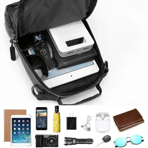 VierraSol | Bolsa de Mensajero para Hombre Impermeable Antirrobo con Carga USB