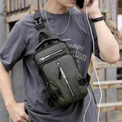VierraSol | Bolsa de Mensajero para Hombre Impermeable Antirrobo con Carga USB