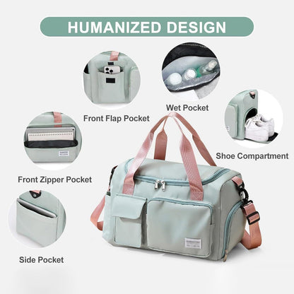 VierraSol | Bolsa de Viaje Multi-Bolsillo, Bolsa Deportiva y de Gimnasio con Compartimento Separado para Zapatos