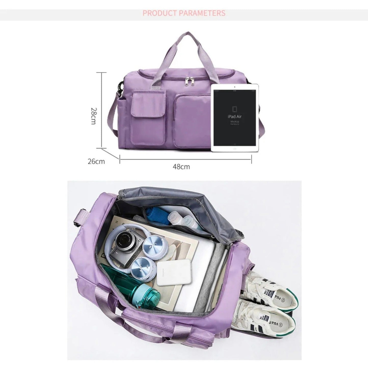 VierraSol | Bolsa de Viaje Multi-Bolsillo, Bolsa Deportiva y de Gimnasio con Compartimento Separado para Zapatos