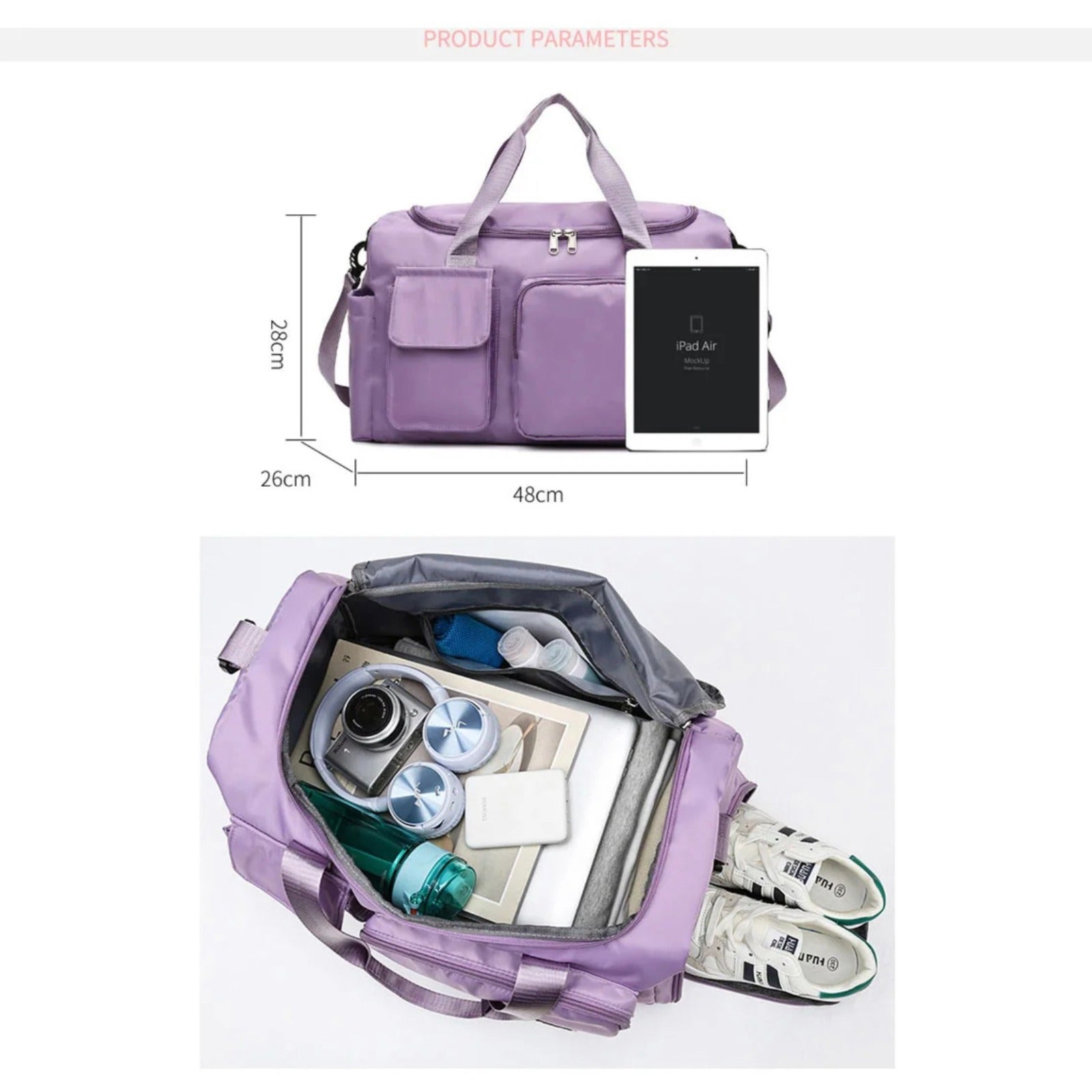 VierraSol | Bolsa de Viaje Multi-Bolsillo, Bolsa Deportiva y de Gimnasio con Compartimento Separado para Zapatos