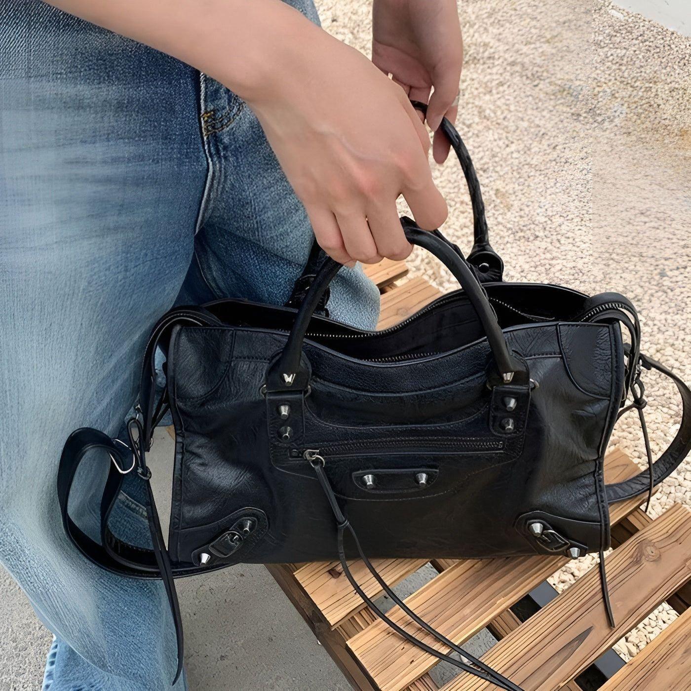 VierraSol | Bolsa Salome | Bolso espacioso en cuero PU | Negro