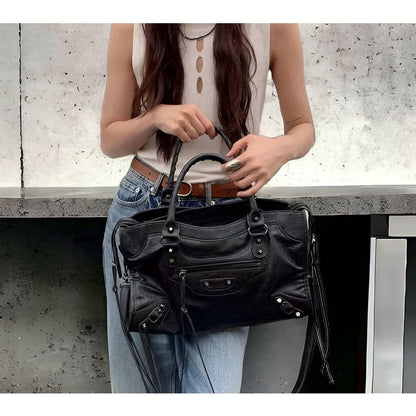 VierraSol | Bolsa Salome | Bolso espacioso en cuero PU | Negro