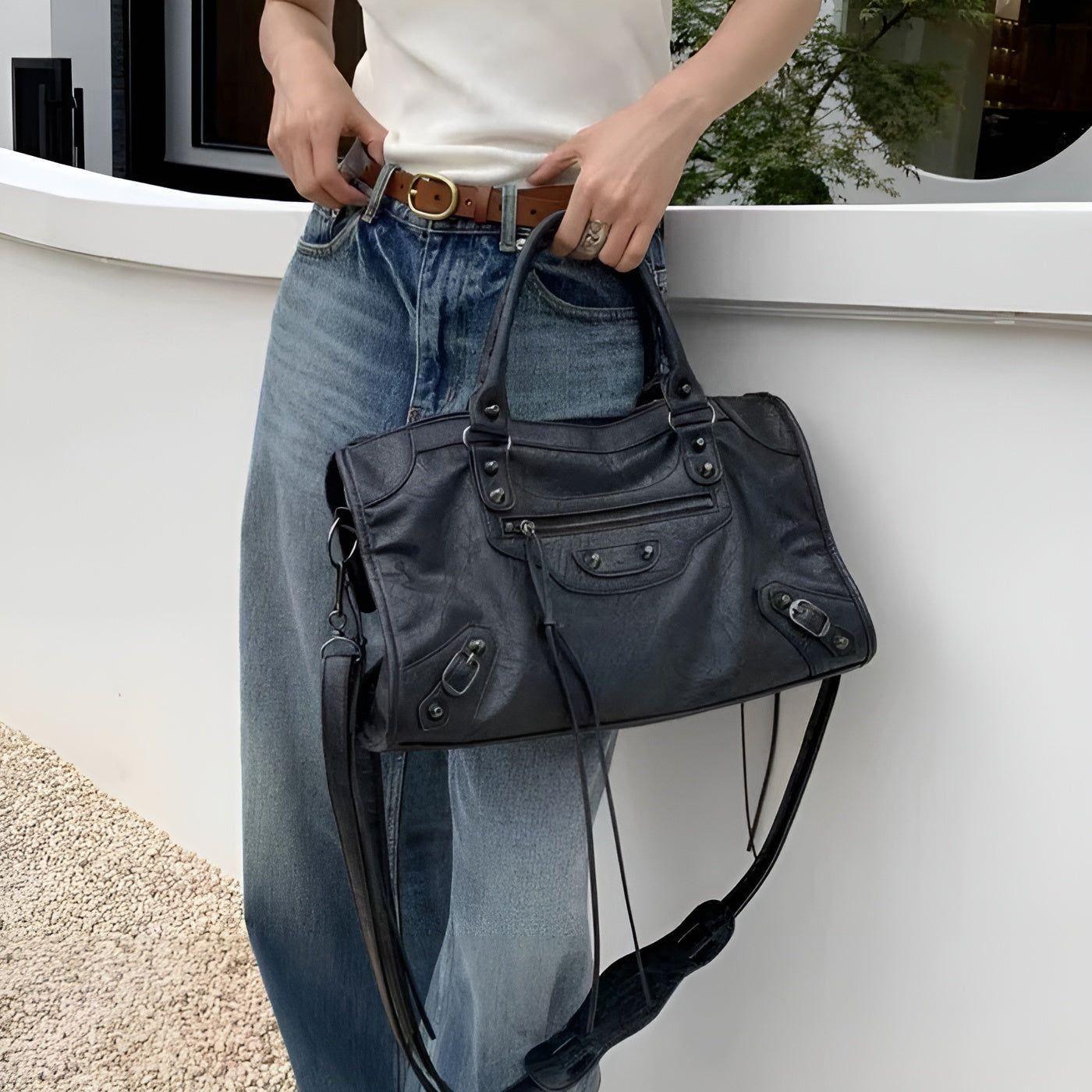 VierraSol | Bolsa Salome | Bolso espacioso en cuero PU | Negro