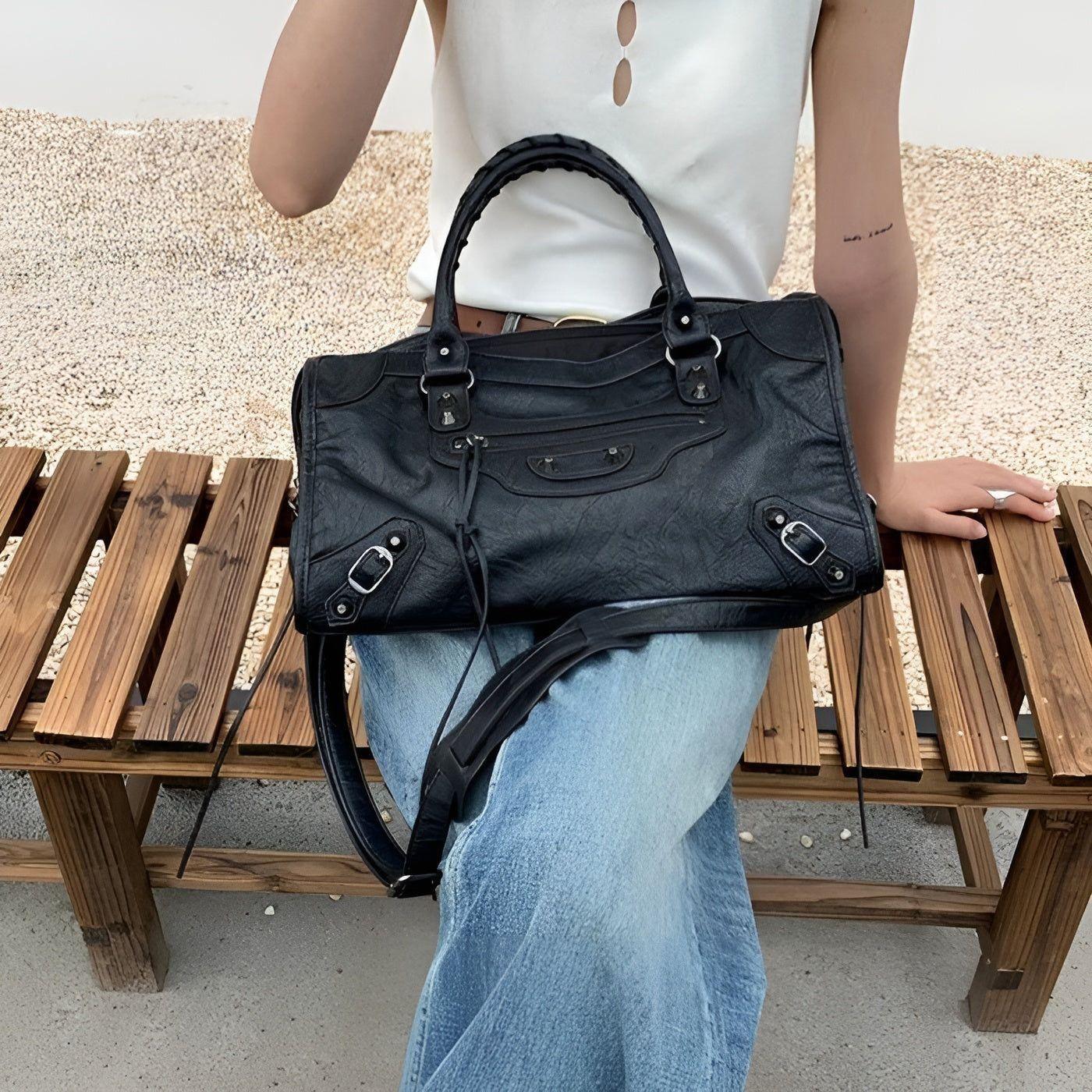 VierraSol | Bolsa Salome | Bolso espacioso en cuero PU | Negro