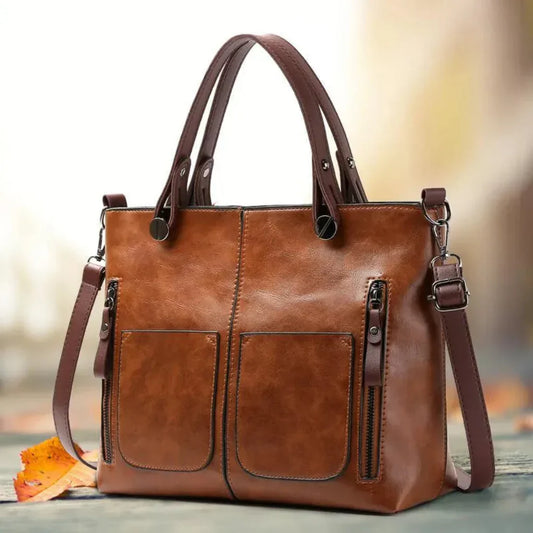 VierraSol | Bolsa Tote Estructurada para Mujeres con Bolsillos Frontales