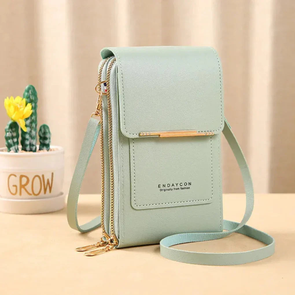 VierraSol | Bolso Cruzado para Mujer con Pantalla Táctil y Cierre Dorado