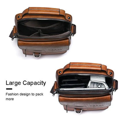 VierraSol | Bolso de Hombro de Cuero Genuino para Hombre | Correa Duradera y Ajustable & Ideal para Trabajo o Ocio