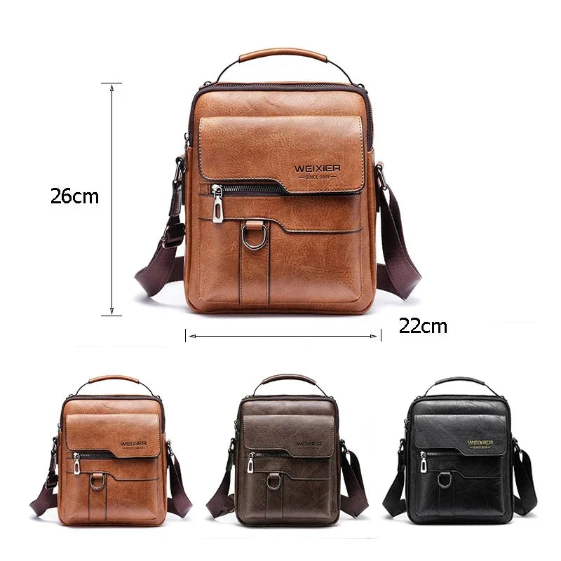 VierraSol | Bolso de Hombro de Cuero Genuino para Hombre | Correa Duradera y Ajustable & Ideal para Trabajo o Ocio