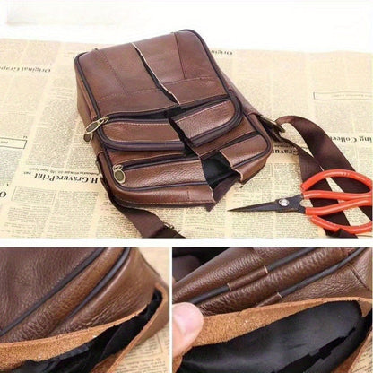 VierraSol | Bolso de Hombro de Cuero para Hombre | Bandolera de Cuero de Vaca Genuino | Correa Ajustable