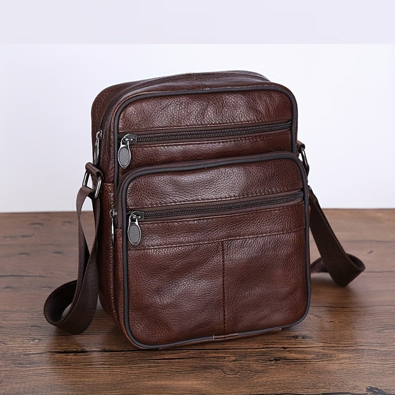 VierraSol | Bolso de Hombro de Cuero para Hombre | Bandolera de Cuero de Vaca Genuino | Correa Ajustable