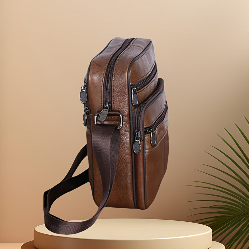 VierraSol | Bolso de Hombro de Cuero para Hombre | Bandolera de Cuero de Vaca Genuino | Correa Ajustable