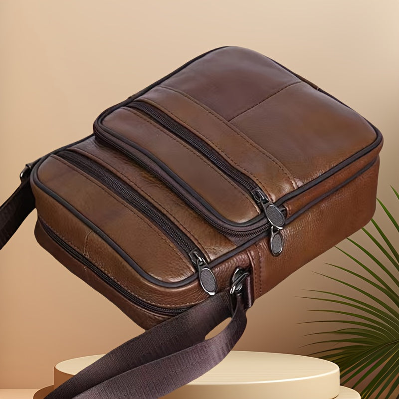 VierraSol | Bolso de Hombro de Cuero para Hombre | Bandolera de Cuero de Vaca Genuino | Correa Ajustable