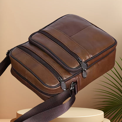 VierraSol | Bolso de Hombro de Cuero para Hombre | Bandolera de Cuero de Vaca Genuino | Correa Ajustable