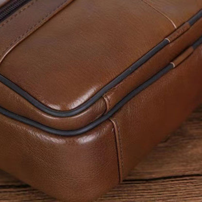 VierraSol | Bolso de Hombro de Cuero para Hombre | Bandolera de Cuero de Vaca Genuino | Correa Ajustable