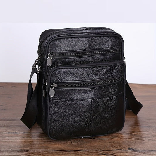 VierraSol | Bolso de Hombro de Cuero para Hombre | Bandolera de Cuero de Vaca Genuino | Correa Ajustable