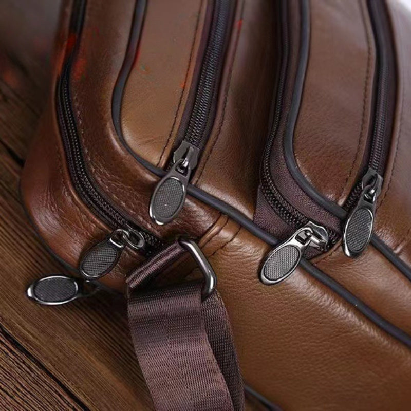 VierraSol | Bolso de Hombro de Cuero para Hombre | Bandolera de Cuero de Vaca Genuino | Correa Ajustable