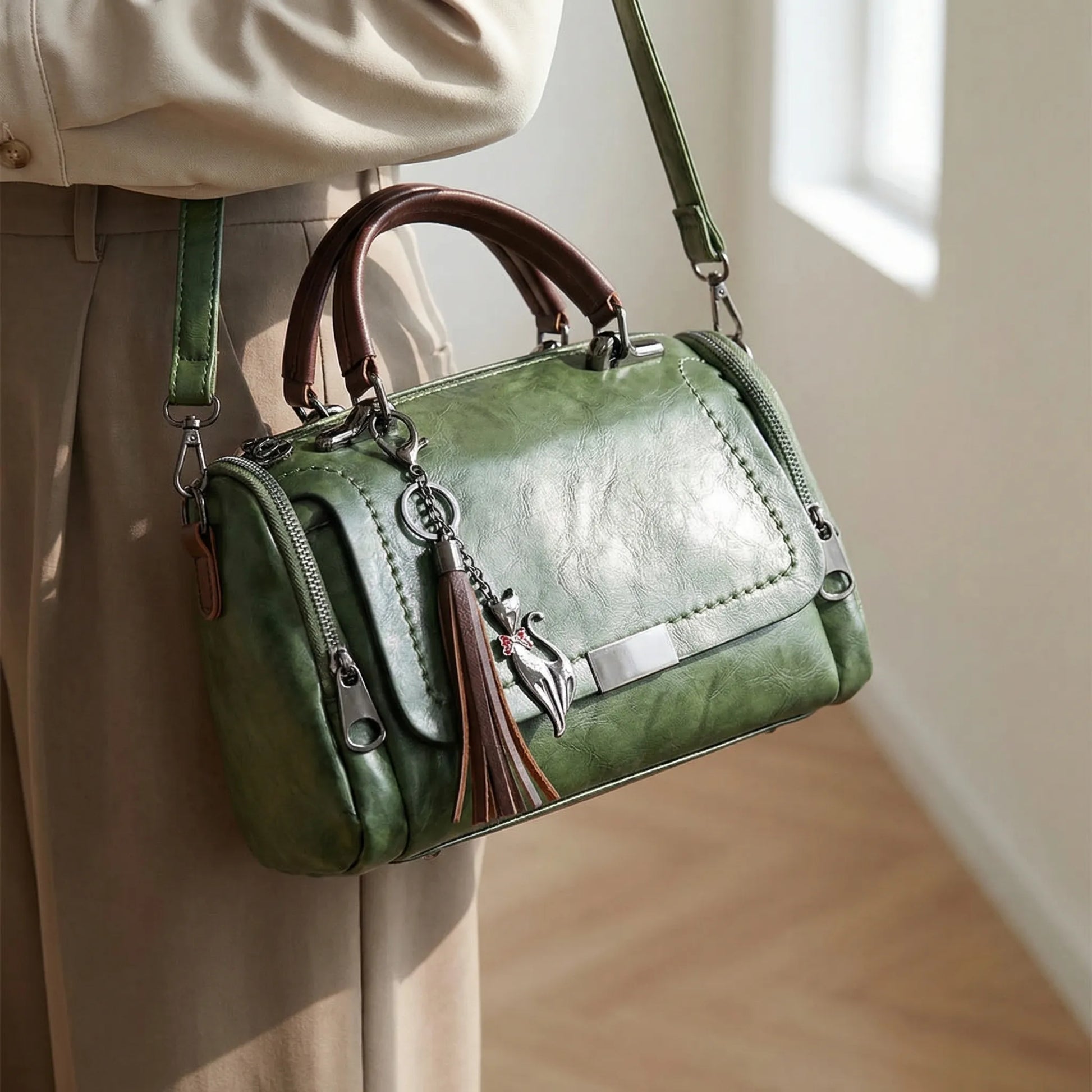 VierraSol | Bolso de Hombro para Mujeres con Charm de Borlas