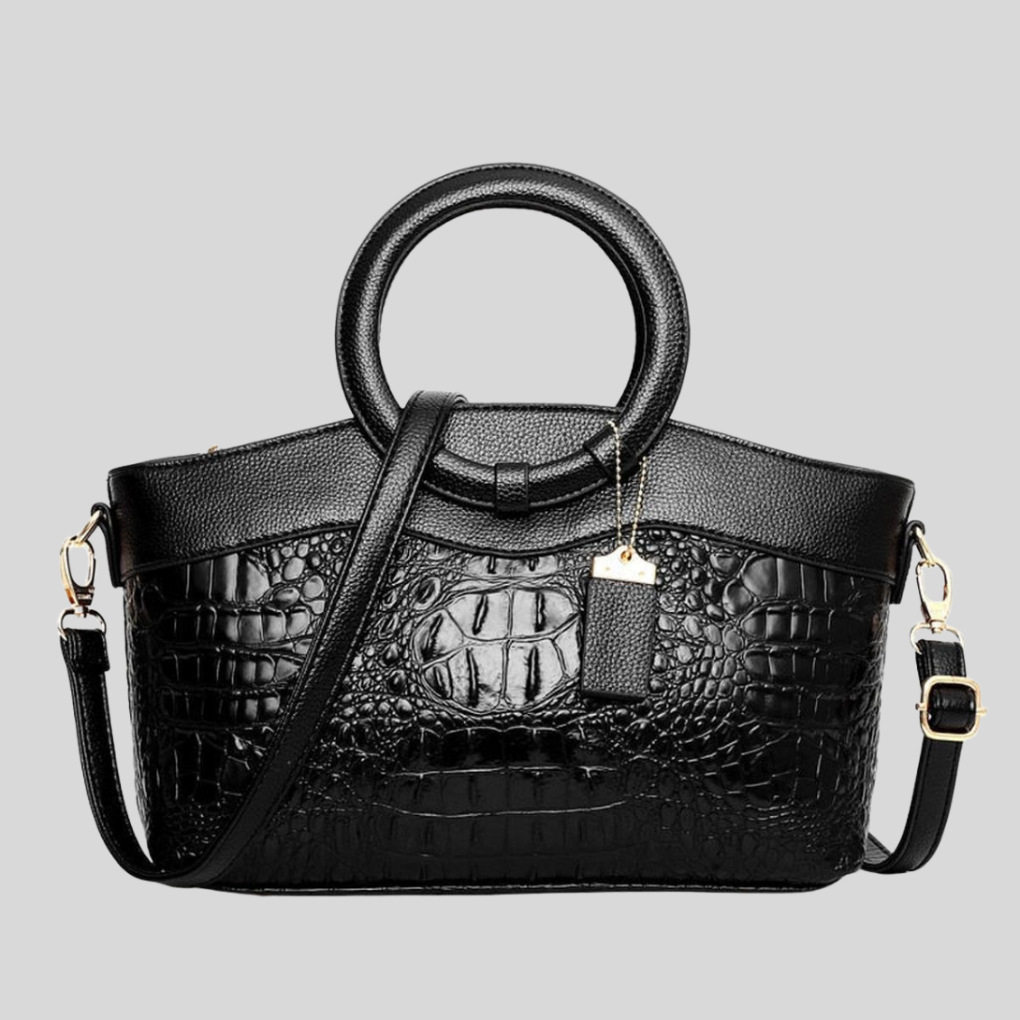 VierraSol | Bolso de mano estructurado para mujer con grabado de cocodrilo