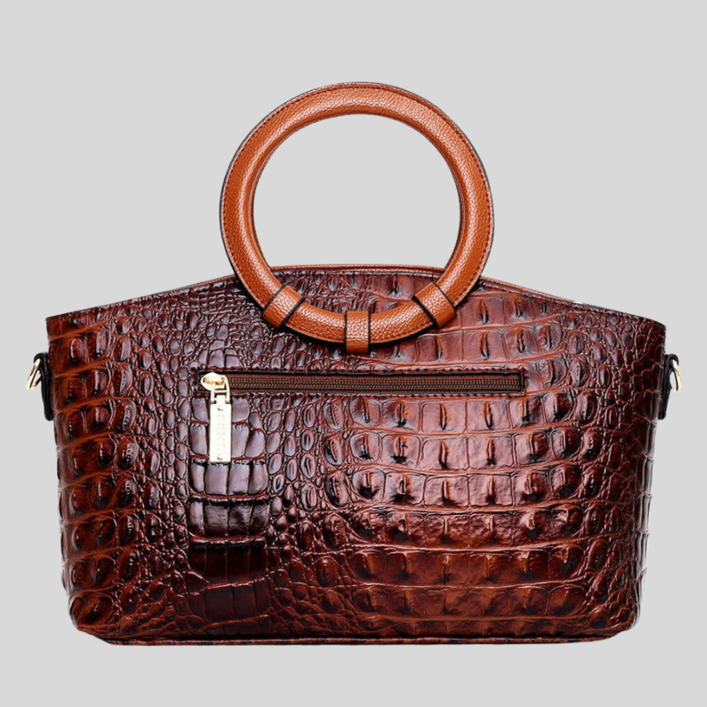 VierraSol | Bolso de mano estructurado para mujer con grabado de cocodrilo