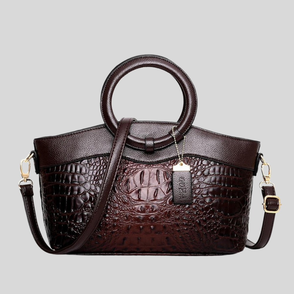 VierraSol | Bolso de mano estructurado para mujer con grabado de cocodrilo