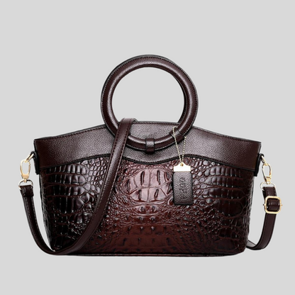 VierraSol | Bolso de mano estructurado para mujer con grabado de cocodrilo