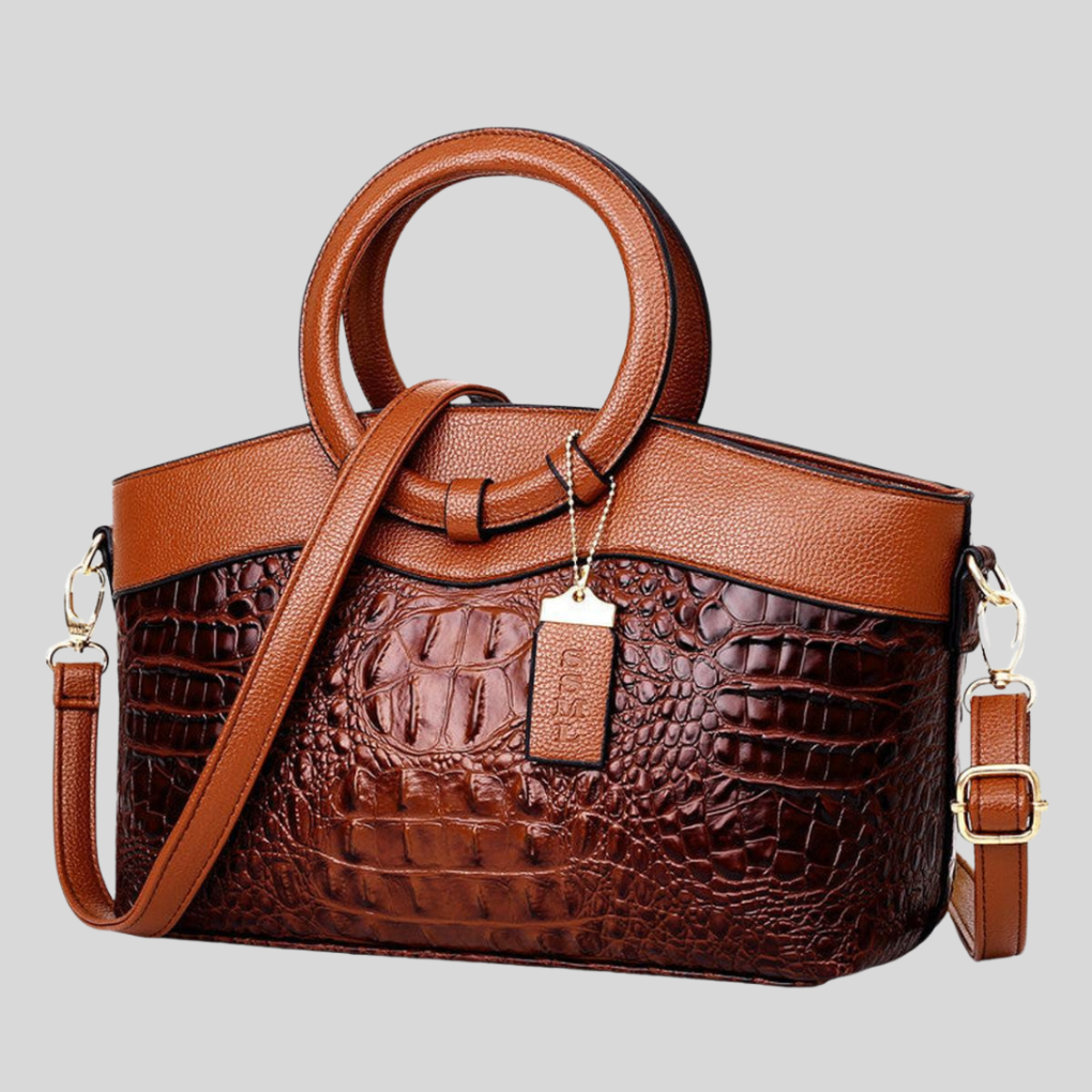 VierraSol | Bolso de mano estructurado para mujer con grabado de cocodrilo