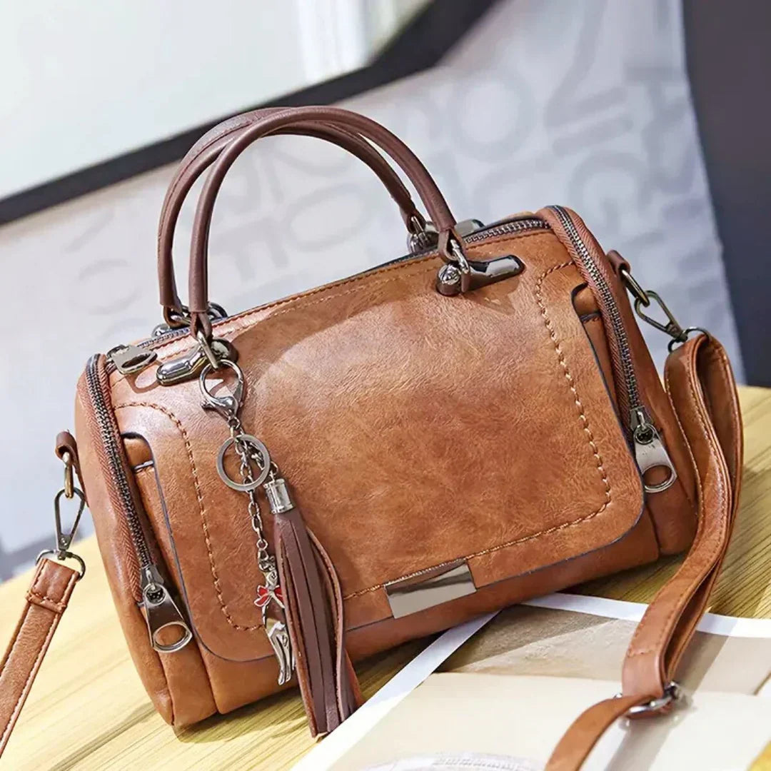 VierraSol | Bolso de Mano para Mujer con Asa Superior y Charm de Borlas