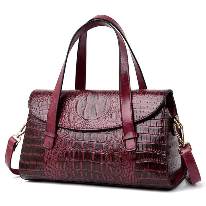VierraSol | Bolso de Mano para Mujer con Relieve de Cocodrilo y Cierre de Solapa