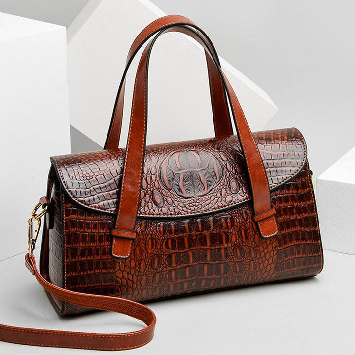 VierraSol | Bolso de Mano para Mujer con Relieve de Cocodrilo y Cierre de Solapa