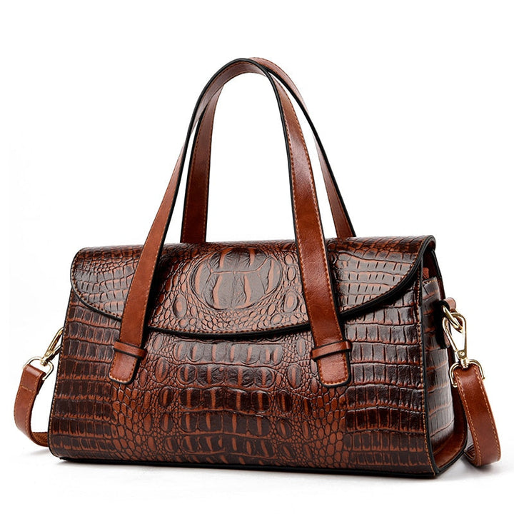 VierraSol | Bolso de Mano para Mujer con Relieve de Cocodrilo y Cierre de Solapa