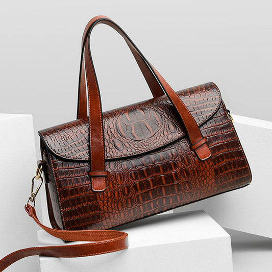 VierraSol | Bolso de Mano para Mujer con Relieve de Cocodrilo y Cierre de Solapa